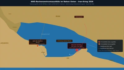 Karte des Nahen Ostens mit markierten AWS-Regionen ME-CENTRAL-1 (UAE) und ME-SOUTH-1 (Bahrain)