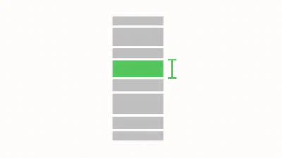 Eine Webseiten-Silhouette aus grauen Blöcken, bei der ein grüner Messbalken den Anteil eines einzelnen, separat markierten Blocks am Gesamtvolumen anzeigt.